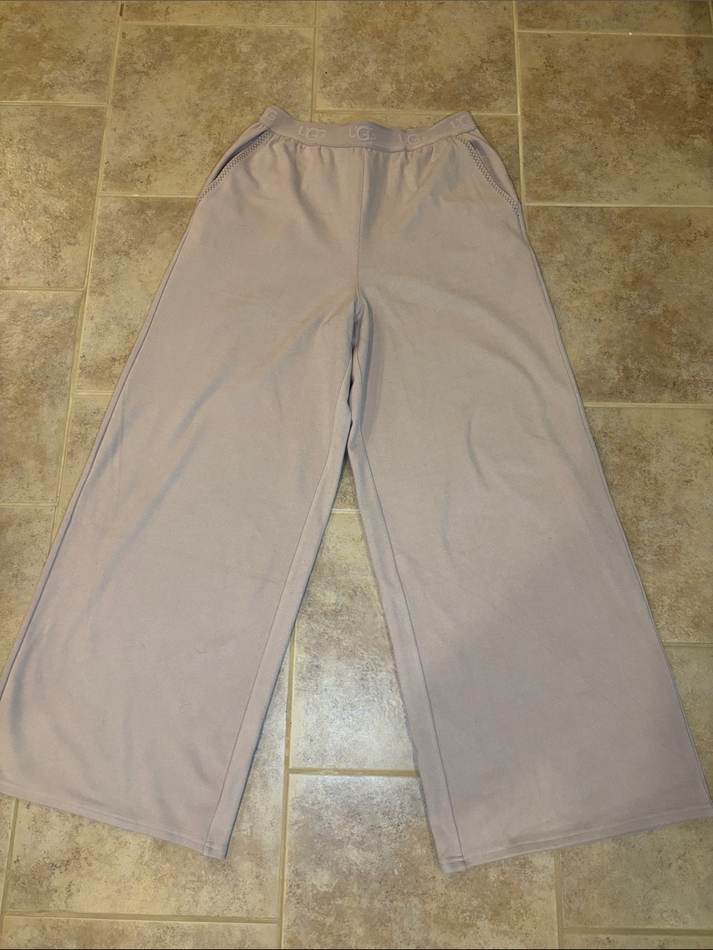 Women’s Medium Ugg Cecily Wide Leg High Waist Lounge Pants - Light Mauve / Cream